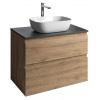 Aqualine Altair - Umývadlová skrinka 60x78x45 cm, 2 zásuvky, dub emporio/antracit bridlica AI380-02