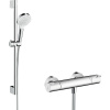 HANSGROHE Crometta nástenný sprchový termostat Ecostat 1001 CL, ručná sprcha 2jet priemer 100 mm, sprchová tyč 65 cm, jazdec a sprchová hadica 160 cm, biela/chróm, 27812400