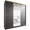 MEBLINE Skriňa s posuvnými dverami a so zrkadlom TRIVI A 180 čierna / zlaté lemovanie