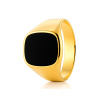 Zlatý pečatný prsteň pre muža s čiernym kameňom, veľ 62