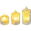 Sviečka MagicHome Vianoce, sada 3 ks, LED teplá biela, jednoduché svietenie, 3,7x5/6,5/8 cm