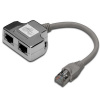 ROZDVOJKA UTP RJ45, 2xF-1xM, Y, kat.5e, telefon+síť, kabel 10cm (ISDN splitter T-MOD adapter)
