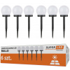 6x LED záhradná lampa Solárna biela guľa 10 cm (6x LED záhradná lampa Solárna biela guľa 10 cm)
