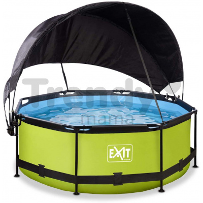 Bazén so strieškou a filtráciou Lime pool Exit Toys kruhový oceľová konštrukcia 244*76 cm zelený od 6 rokov
