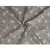 Bavlna režná bílé květy na šedomodré