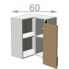 Casarredo Horná rohová skrinka š.60, v.72, Kaiser BK606072, biela/biely mat