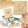 Drevené puzzle Geoboard geoplán tvoriaci tvary z gumičiek