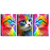 Obraz na plátne 3ks Abstraktná mačka Veľkosť: 150x70
