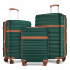 Kono 2484 Sada kufrov 3ks spinner 55/65/75cm Zelená ABS/Polykarbonát