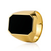 Zlatý pečatný prsteň s čiernym kameňom, veľ 70