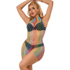 Subblime - 952433 rainbow high neck sleeveless fishnet bodystocking