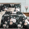 Eurofirany Obliečky 140x200 cm bavlnené renforcé s kvetinovým motívom, čierne a šalviové