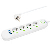 BLOW Predlžovačka 4x 3m PS-430 3xUSB biela 2x1mm