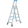 Rebrík z hliníka, s kolieskami, 2 bezpečnostné popruhy, 6 priečok