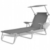 Záhradné lehátko - Vidaxl Deckchair so strechou, oceľou, šedou farbou (Vidaxl Deckchair so strechou, oceľou, šedou farbou)