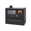 Sporák na tuhá paliva s teplovodním výměníkem PRITY GT W10 FI G DR, nerezová trouba, černá, levá