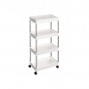 Úzky pojazdný regál na kolieskach, 4 poschodia, 40x22x86 cm