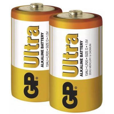 Baterie GP Ultra Alkaline D R20A, 1.5V, velké mono, 2pack