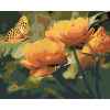 Diamondi Diamantové maľovanie MOTÝĽ A ORANŽOVÉ KVETY bez rámu a bez vypnutia plátna