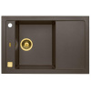 Alveus FORMIC 30 kuchynský granitový drez so sifónom 76x50 - Chocolate+prepad gold 1108029+gold