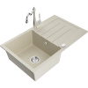 Mexen Bruno, granitový drez 795x495x200 mm, 1-komorový a drezová batéria Carla, béžová, 6513-69-670700-00