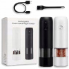 Elektrický mlynček 2x čierny 10 W s mlecími kameňmi na mletie korenia s nastavením
