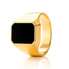 Zlatý pečatný prsteň s čiernym kameňom, veľkosť 64