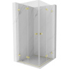 Mexen Lunar-F Duo, skladací sprchový kút 75 x 75 cm, 8mm číre sklo, zlatý matný profil, 836-075L-075P-55-00