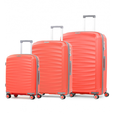 Sada cestovných kufrov ROCK TR-0212/3 PP - oranžová - 120 L / 74 L / 35 L + 15% EXPANDER