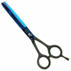 PRO FEEL JAPAN H02-528 Blue Matt Black Efilačné profi kadernícke nožnice 5,5' - modročierne