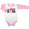 Body dlhý rukáv s vtipným textom Baby Nellys, The New Boss, holka - 86 (12-18m)