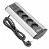 GTV zásuvkový rohový set 4x 230V / 2m, AE-PBKT4U-80, strieborná
