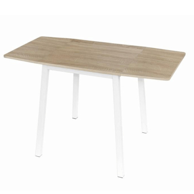 Tempo Kondela Jedálenský stôl, MDF fóliovaná/kov, dub sonoma/biela, 60-120x60 cm, MAURO