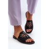 Čierne dámske šľapky s ozdobami, KV27-063 BLACK__31646-40 40