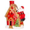 Dekorácia MagicHome Vianoce, Domček so santom na streche, LED, terakota, 2xAAA, 27x13x34 cm