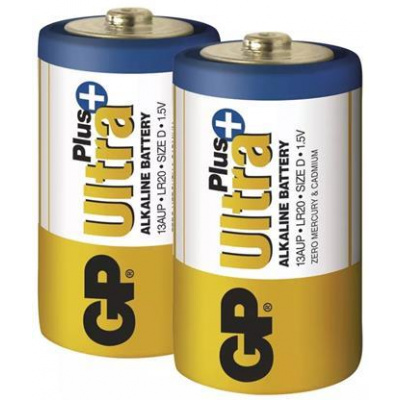 Baterie GP Ultra Plus Alkaline D R20A, 1.5V, velké mono, 2pack