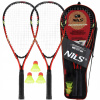 Raketa Nils NRS001 so sadou loptičiek (NILS Súprava 2 rakiet + 3 raketoplánov pre SPEED Badminton Crossminton)