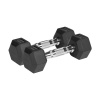 Pogumované liatinové činky HEX 2x2,5 kg REBEL ACTIVE