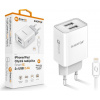 Chytrá síťová nabíječka ALIGATOR 2,4A, 2xUSB, smart IC, bílá, USB kabel pro iPhone/iPad CHA0045