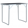 vidaXL Skladací kempingový stôl s kovovým rámom sivý 80x60 cm - Sivá - 165509-99893