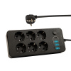 BLOW Predlžovačka 6x 3m PS-630 3xUSB 1xUSB-C čierna 2x1mm