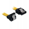 Delock kabel HDD SATA 50 cm přímý/dolů, žlutý, kovová západka (82811)