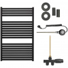 CERANO - Kúpeľňový radiátorový set Vincenzo - kombinované vykurovanie, wifi tyč - bočné jednobodové pripojenie - 400W - čierna matná - 970x600 mm