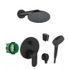 Hansgrohe - Sprchový set s batériou pod omietku, s telesom, priemer 20 cm, 2 prúdy, matná čierna SANI21HHH412