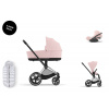 Cybex Platinum CYBEX Priam Travel Set + Cloud T Plus i-Size + Platinum Winter Footmuff peach pink 2024 chrome with black details