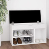 Lavica na topánky s vankúšom biela 80x30x47 cm drevotrieska-ForU-326759