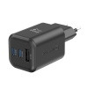 65W EU adaptér / nabíjačka SWISSTEN GaN - mini verzia - 2x USB-C + USB-A - čierna