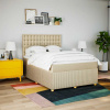 Box spring postel s matrací krémová 160x200 cm textil Krémová 3294426