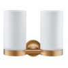 Duravit Starck T Dvojitý držiak kefiek a pasty, matné sklo/kefovaný bronz 0099480400