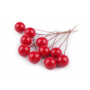 Guľôčky / bobule na drôtiku na tvorenie Ø1,5 cm červená 10ks